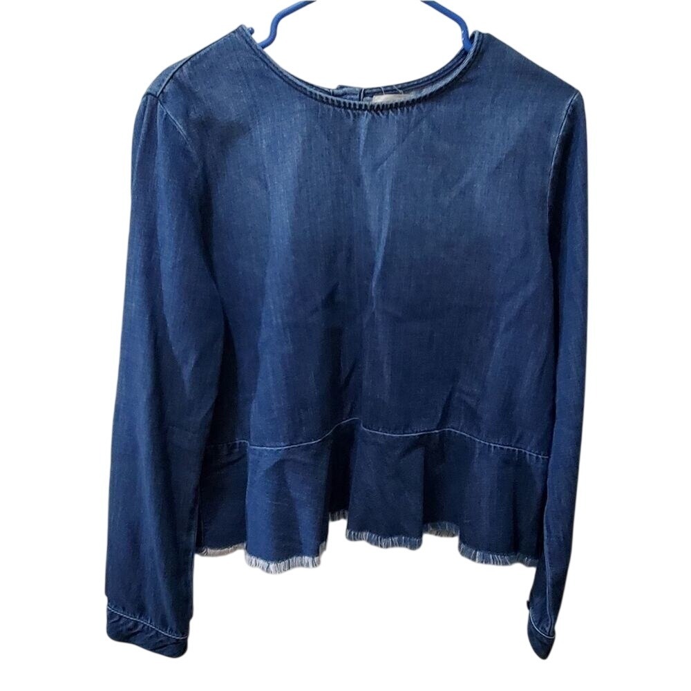 Anthropologie X Cloth & Stone chambray peplum super soft top size medium